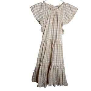 The Impeccable Pig Dress Women's Small Brown Plaid Gingham Tiered Boho Cottage